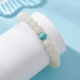 9Круглые браслеты из синтетической бирюзы, натурального кварца, сердолика и бусин из натурального корня бодхи диаметром 1 мм, эластичные, для женщин и девушек.