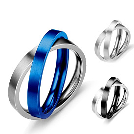 3MM decompression rotating stainless steel couple ring niche titanium steel double ring rotating ring