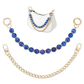 2 шт. 2 стили 14 мм синие круглые цепочки для сумок с имитацией драгоценных камней из смолы и железные цепочки с панцирным плетением, короткие ремни для сумок