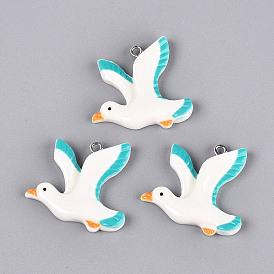 Pendentifs en résine opaque, charmes marins, avec boucles en fer couleur platine