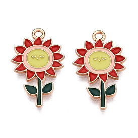 Подвески из эмали и сплава, без свинца и без кадмия, очарование подсолнуха, золотые