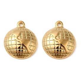 201 Stainless Steel Pendants, Long-Lasting Plated, Half Round with Earth Charm
