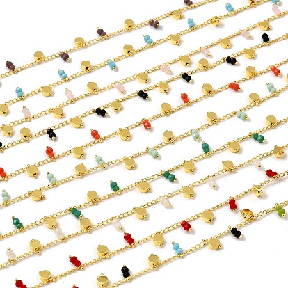 Латунные плоские круглозвенные цепи, со стеклом, стойки покрытие, долговечный, без свинца и без кадмия, реальный 18 k позолоченный, пайки, с катушкой