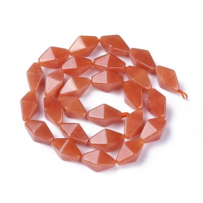 Natural Red Aventurine Beads Strands, Faceted, Bicone