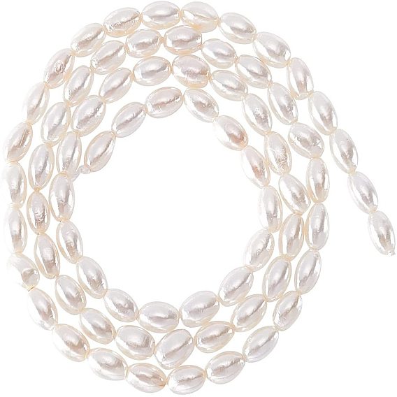 1 Strand Electroplate Natural Freshwater Shell Beads Strands, Rice