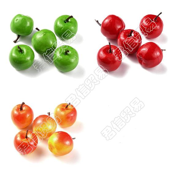 30 piezas 3 colores mini manzanas de imitación de espuma, frutas artificiales, para accesorios de casa de muñecas que simulan decoraciones de utilería