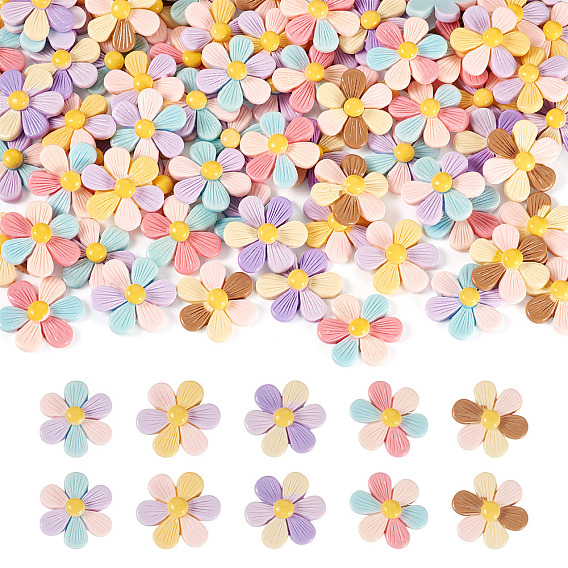 50Stk. 5 Farben undurchsichtige Cabochons aus Harz, Blume