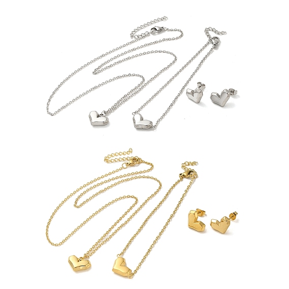 Сердце 304 комплекты ожерелий, браслетов и серег с подвесками из нержавеющей стали для женщин