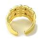 Brass Micro Pave Cubic Zirconia Open Cuff Rings, Hollow Rectangle