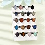 Adjustable 304 Stainless Steel Finger Rings for Women, with Gemstone, Oval, Stainless Steel Color