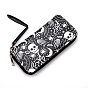 PU Leather Long Wallets with Zipper, Retro Gothic Skull Style Clutch Bag for Men