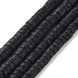 Natural Lava Rock Beads Strands, Flat Round/Disc