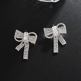Chic Butterfly Bow Crystal Zircon Earrings for Women Bride Jewelry