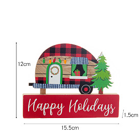 Christmas Wood Tabletop Decoration, Wooden Centerpiece Signs Table Decoration, Car with Word Happy Holidays