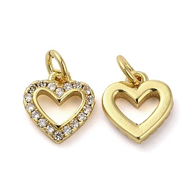Brass Micro Pave Cubic Zirconia Pendants, Cadmium Free & Lead Free, Long-Lasting Plated, with Jump Ring, Heart