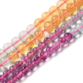Brins de perles de fluorite naturelle de couleur dégradée, Grade a, ronde