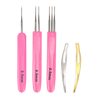 5 шт. 5 стили крючки для вязания дредов из нержавеющей стали/сплава, с пластиковой ручкой