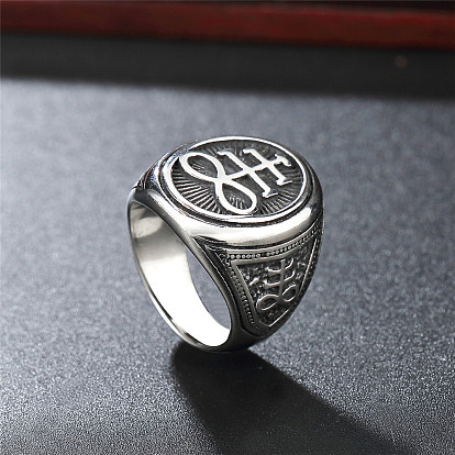 304 палец кольца из нержавеющей стали, плоский круг с крестом левиафана