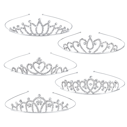30шт. 5 стилей резинок для волос из цинкового сплава для девочек, со стразами, корона