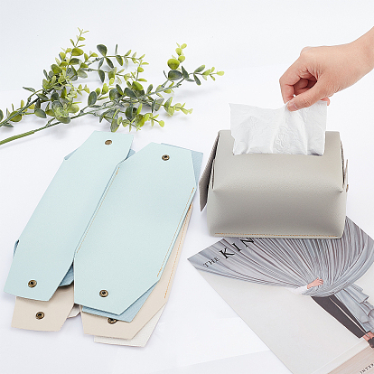 CHGCRAFT 3Pcs 3 Colors Foldable PVC Imitation Leather Tissue Storage Bags, Rectangle, Paper Towel Case Container Organizer