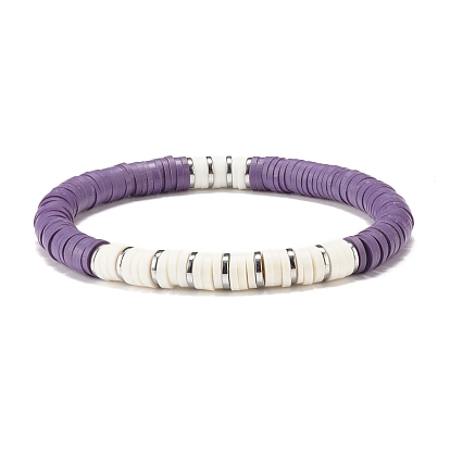 Bracelet extensible fait main en perles heishi en argile polymère pour femme