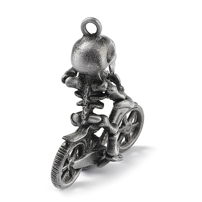 Tibetan Style Alloy Pendant, Frosted, Skeleton with Bike