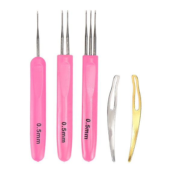 5 шт. 5 стили крючки для вязания дредов из нержавеющей стали/сплава, с пластиковой ручкой