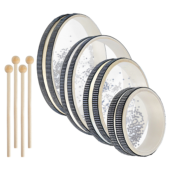 4 шт. 201 барабан из нержавеющей стали с волнистыми бусинами, с 4шт. деревянной голенью с круглой головкой