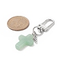 6Pcs Cross Gemstone Pendants Decoration, with Wing and Alloy Swivel Clasps Charm, for Keychain, Purse, Backpack Ornament