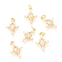 Brass Micro Pave Clear Cubic Zirconia Pendants, with Jump Rings, Cross