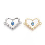 Подвески-соединители в форме сердца из натуральной латуни с паве, без кадмия, без никеля и без свинца, доджер синяя эмаль злые глазные ссылки