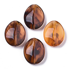 Transparent Acrylic Beads, Two-Tone, Oval