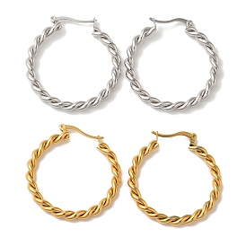 Ion Plating(IP) 304 Stainless Steel Hoop Earrings for Women, Twist