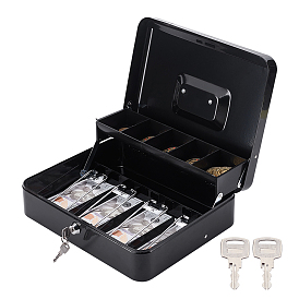 1Pc Iron Cash Register Drawer Insert Tray, with 4 Coin Compartments, Rectangle