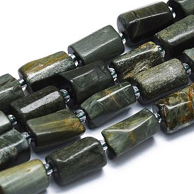 Natural Eagle Eye Stone Beads Strands, with Seed Beads, Faceted, Column