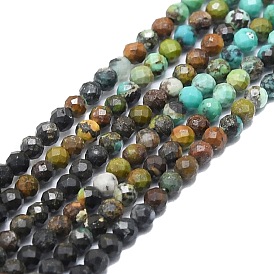 Natural Chrysocolla Beads Strands, Faceted, Round