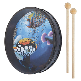 1ПК 201 нержавеющая сталь волнообразный океанический барабан, с 2шт. деревянной голенью с круглой головкой