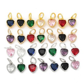 Латунные микро проложить кубического циркония подвески, сердце прелести, стойки покрытие, долговечный, с целью перехода в кольце