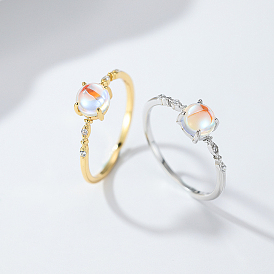 925 Sterling Silver Moonstone Finger Rings for Women