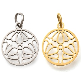 304 прелести нержавеющей стали, с целью перехода в кольце, плоская круглая с подвеской в виде цветка, лазерная резка, ионное покрытие (ip)