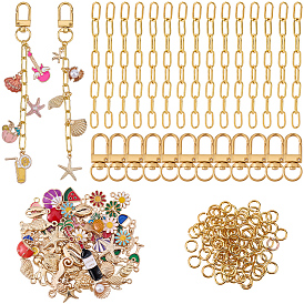 Наборы для изготовления ключей своими руками, в том числе железные кольца для ключей, латунные кольца прыжок открыт, сплавные поворотные застежки и подвеска