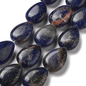 Natural Sodalite Beads Strands, Flat Teardrop