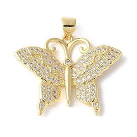 Латунные микропаве прозрачные подвески с фианитом, без кадмия и без свинца, бабочка