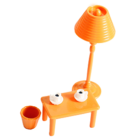 Miniature PP Plastic Table & Lamp & Cup & Bucket Sets, for Dollhouse Accessories Pretending Prop Decorations