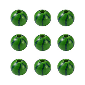 Натуральные деревянные бусы, круглый с арбузным узором