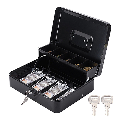 1Pc Iron Cash Register Drawer Insert Tray, with 4 Coin Compartments, Rectangle