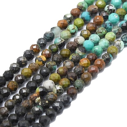 Natural Chrysocolla Beads Strands, Faceted, Round