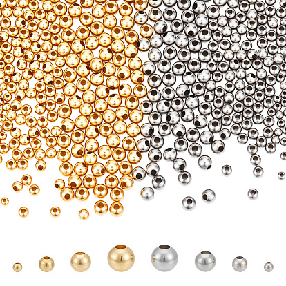 800 шт. 8 стили 304 круглые бусины из нержавеющей стали с швом, для изготовления ювелирных изделий