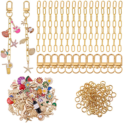 Наборы для изготовления ключей своими руками, в том числе железные кольца для ключей, латунные кольца прыжок открыт, сплавные поворотные застежки и подвеска