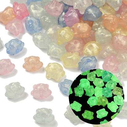 Светящиеся прозрачные акриловые бусины, медведь, с блеском порошок